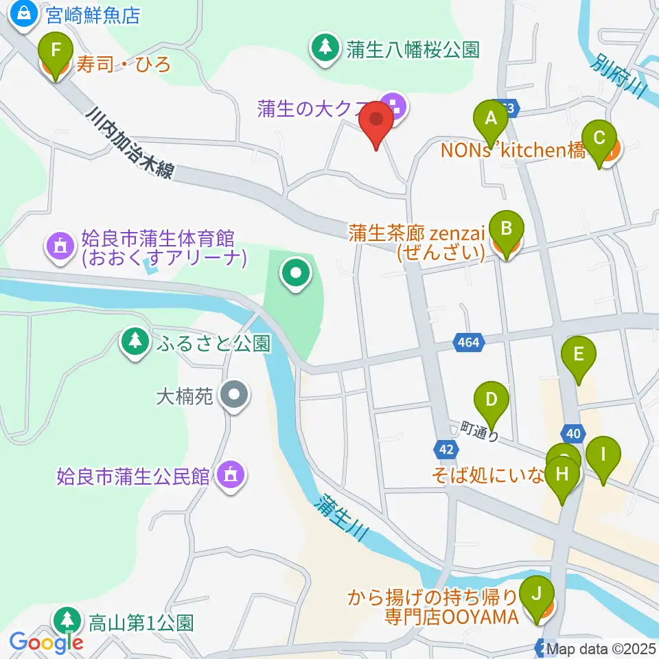 八幡スタジオ周辺のファミレス・ファーストフード一覧地図