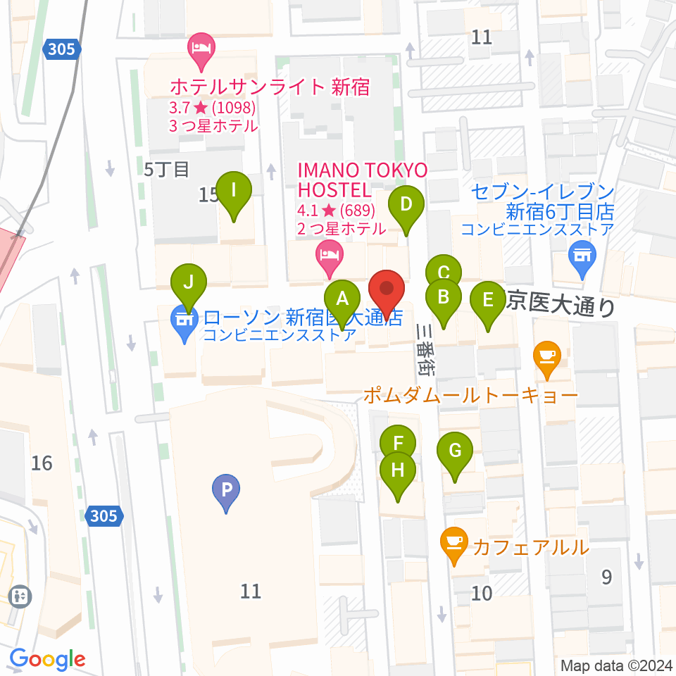 東京音楽院周辺のファミレス・ファーストフード一覧地図