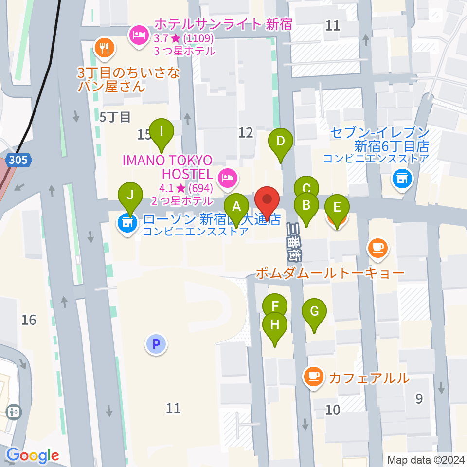 東京音楽院周辺のファミレス・ファーストフード一覧地図