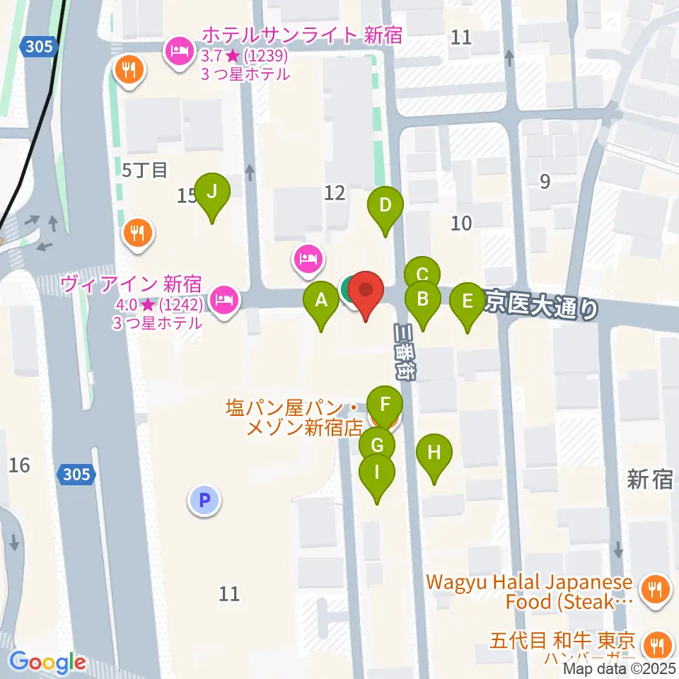 東京音楽院周辺のファミレス・ファーストフード一覧地図