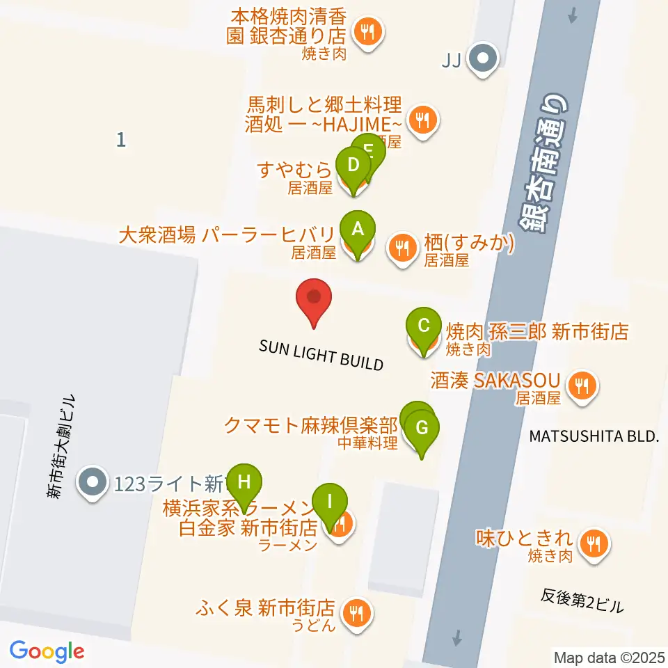 熊本ジャンゴ周辺のファミレス・ファーストフード一覧地図
