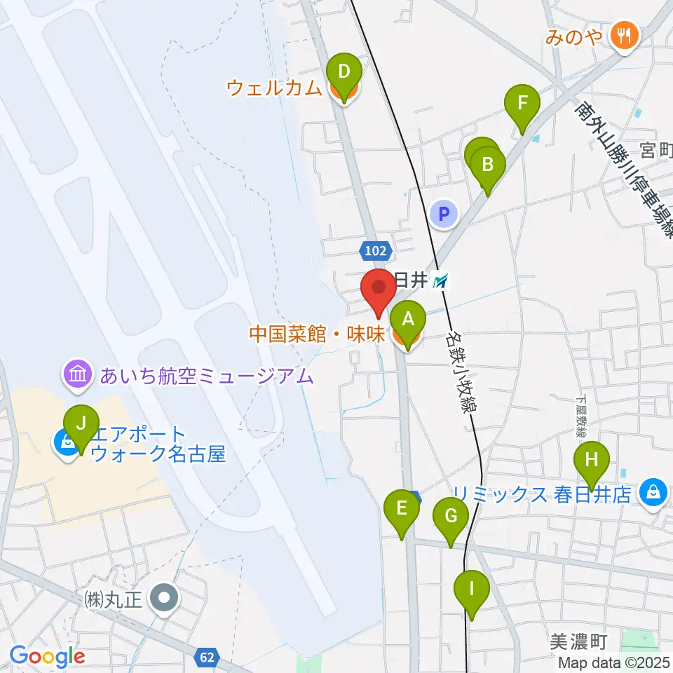 音楽教室ココハ周辺のファミレス・ファーストフード一覧地図