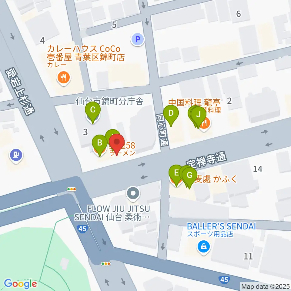スタジオムジカ周辺のファミレス・ファーストフード一覧地図