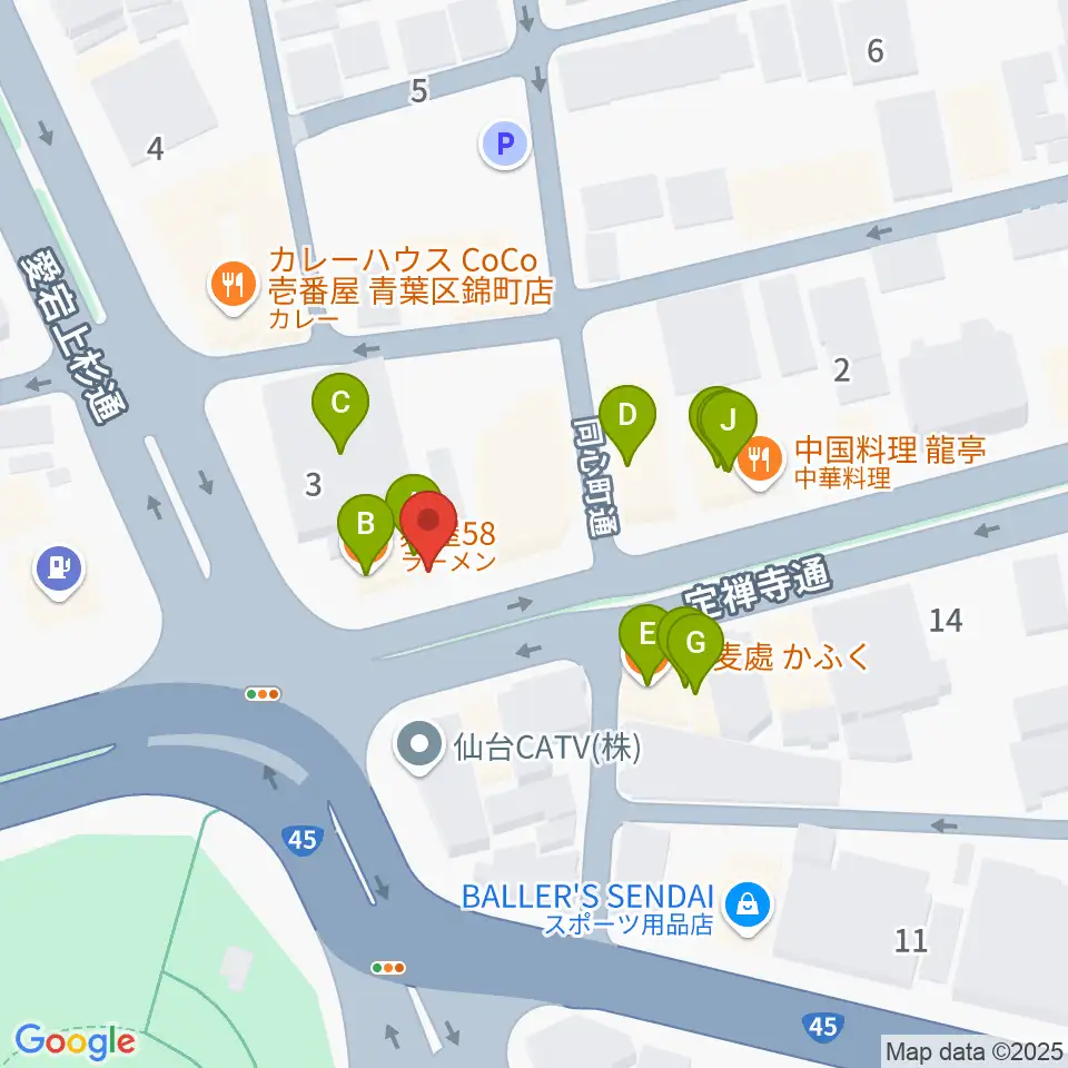 スタジオムジカ周辺のファミレス・ファーストフード一覧地図