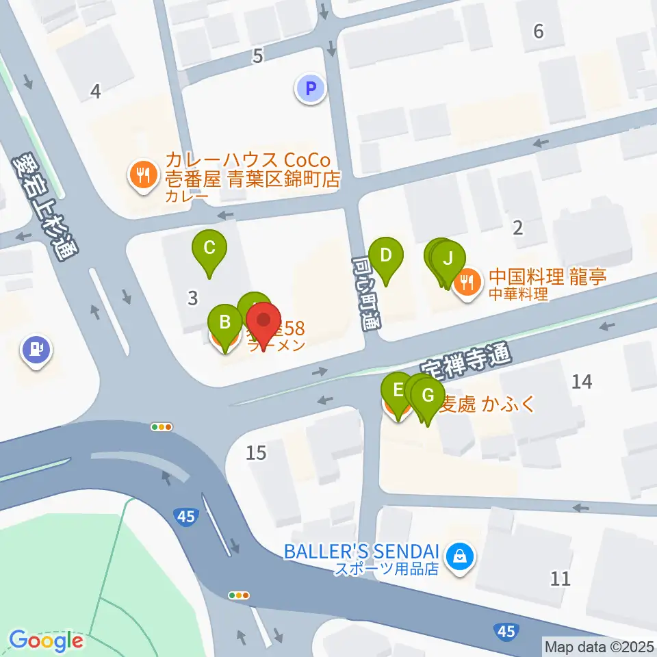 スタジオムジカ周辺のファミレス・ファーストフード一覧地図
