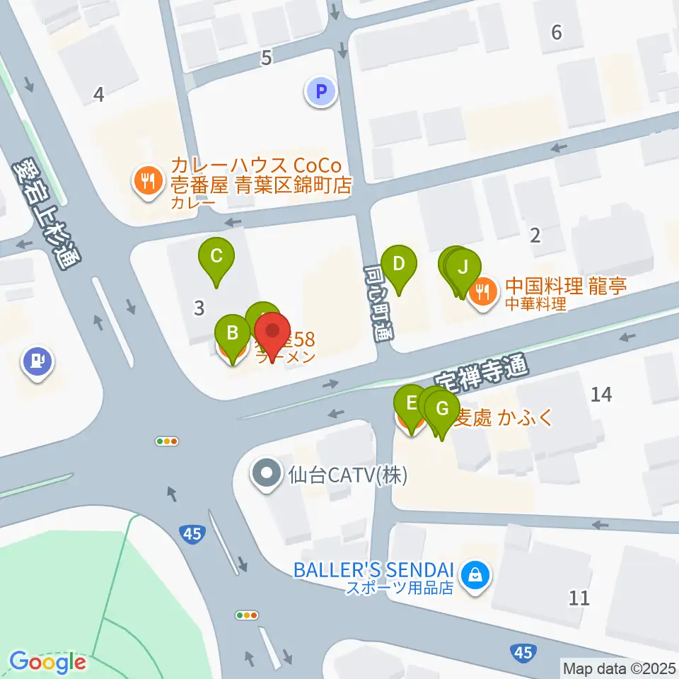 スタジオムジカ周辺のファミレス・ファーストフード一覧地図