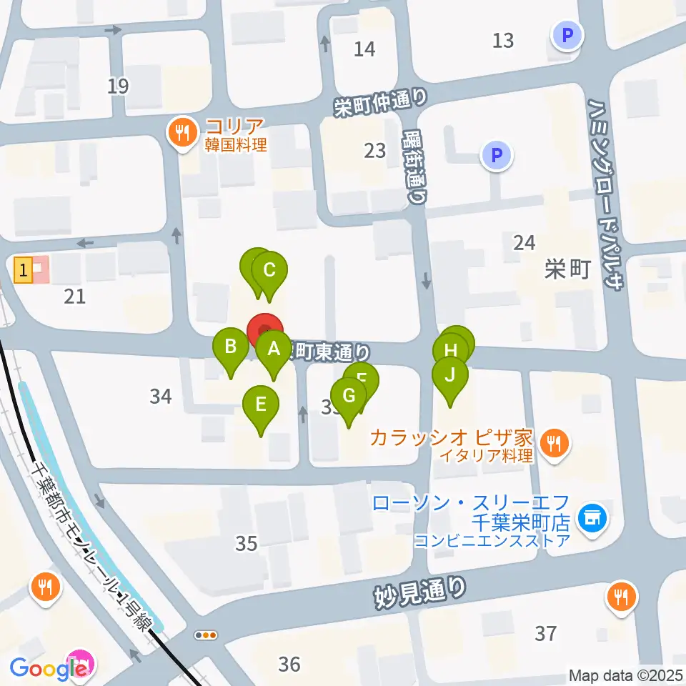 music lounge BAHAMA周辺のファミレス・ファーストフード一覧地図