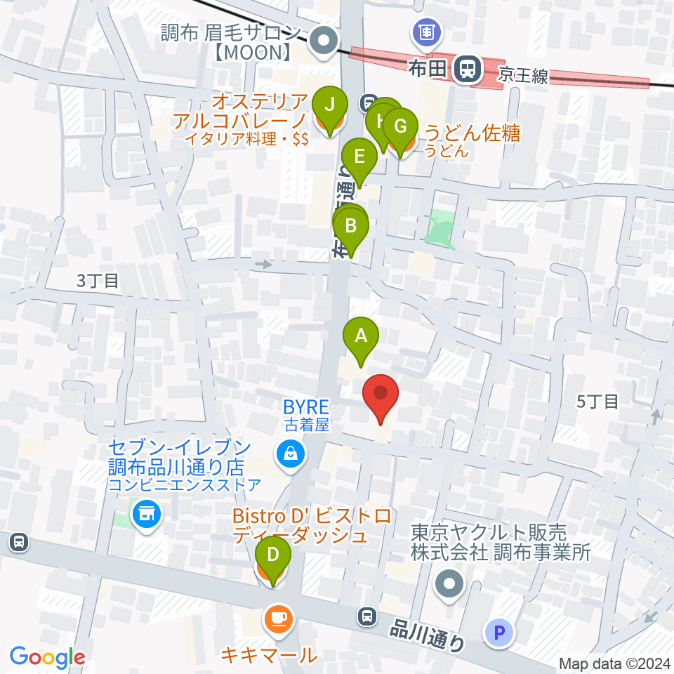 office DERZO周辺のファミレス・ファーストフード一覧地図