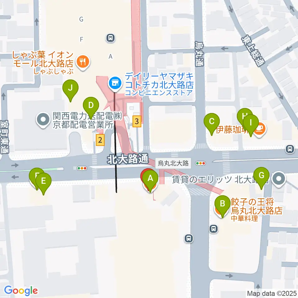 Radio Mix Kyoto周辺のファミレス・ファーストフード一覧地図