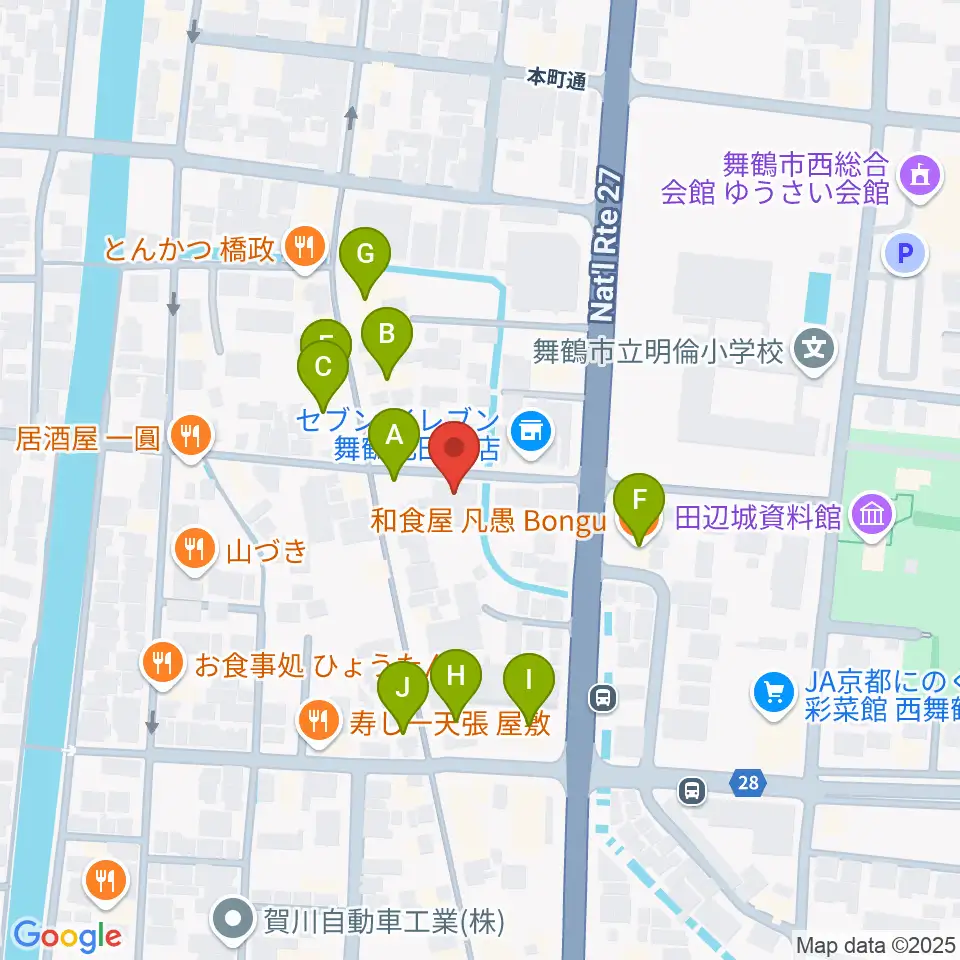 FMまいづる周辺のファミレス・ファーストフード一覧地図