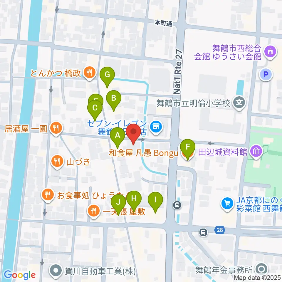 FMまいづる周辺のファミレス・ファーストフード一覧地図