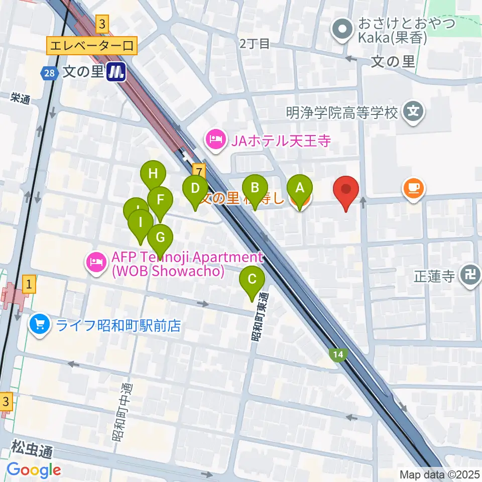 IS STUDIO周辺のファミレス・ファーストフード一覧地図