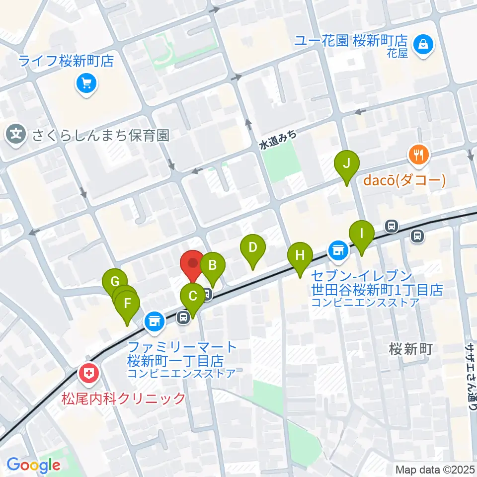 桜新町NEIGHBOR周辺のファミレス・ファーストフード一覧地図