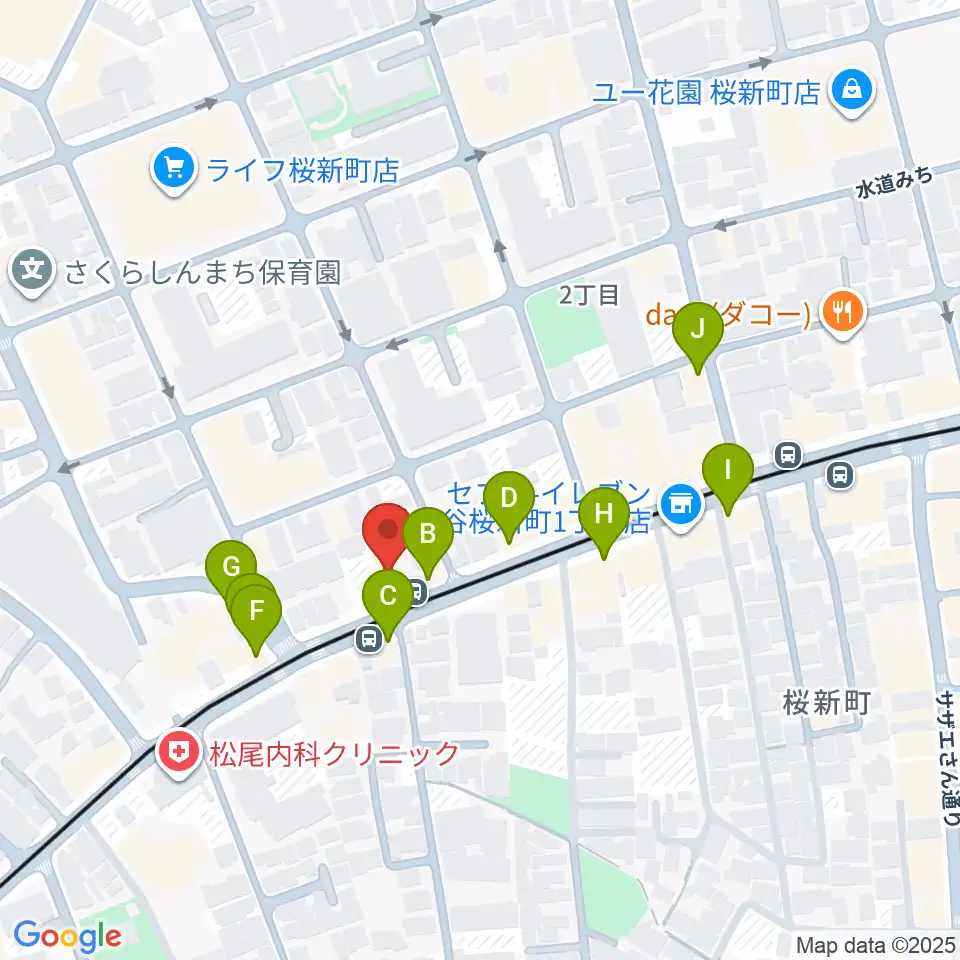 桜新町NEIGHBOR周辺のファミレス・ファーストフード一覧地図