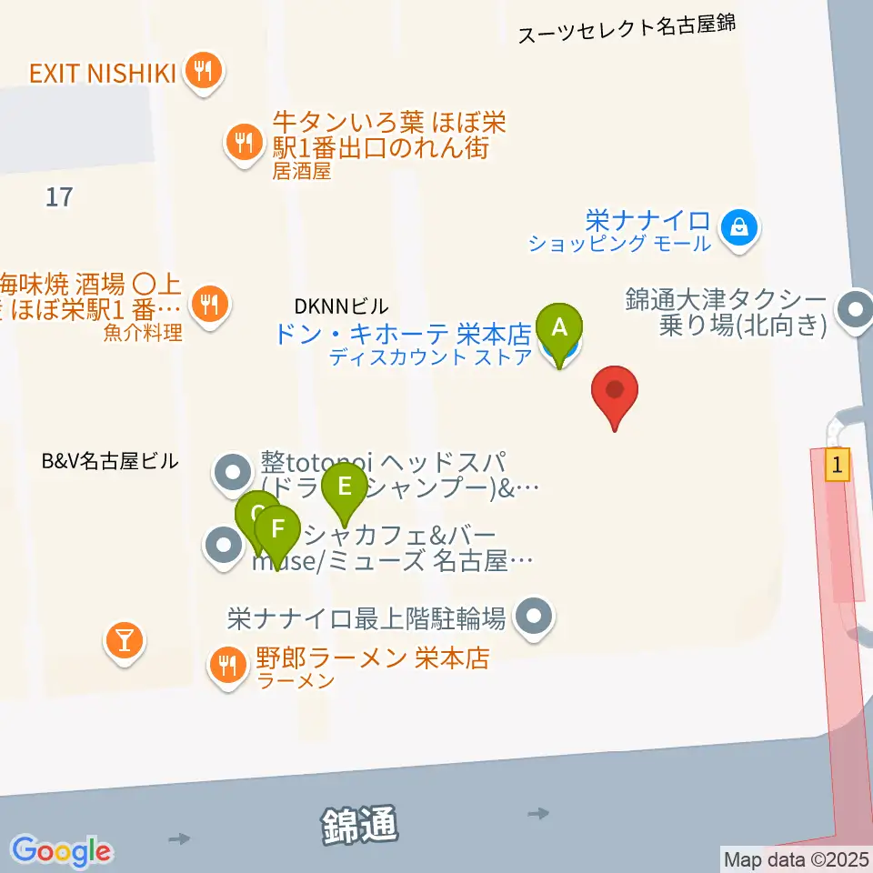 ORCA NAGOYA周辺のファミレス・ファーストフード一覧地図