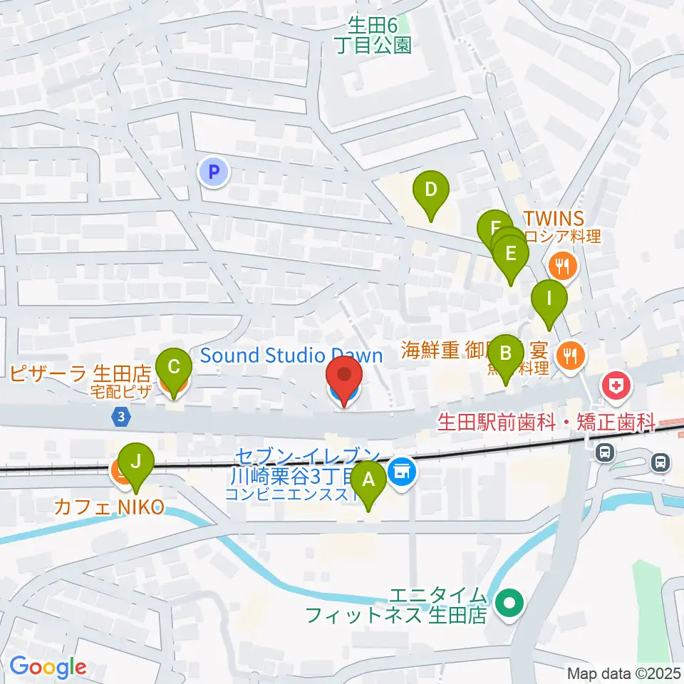 サウンドスタジオ ドーン周辺のファミレス・ファーストフード一覧地図