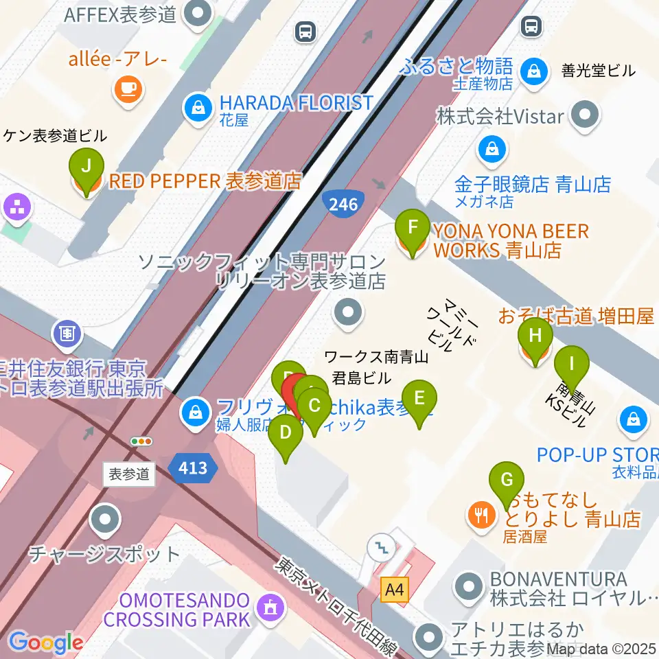 WALL&WALL周辺のファミレス・ファーストフード一覧地図