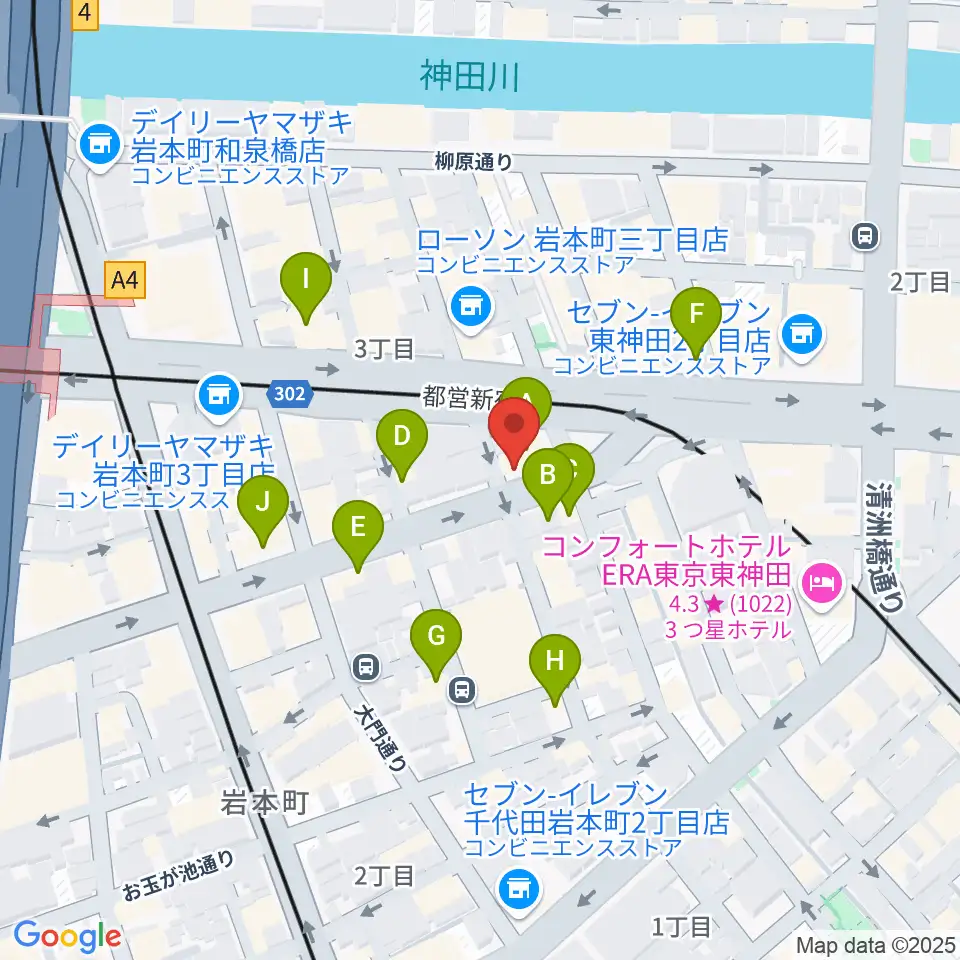 ヴィアクレモナ・ヴァイオリン工房周辺のファミレス・ファーストフード一覧地図