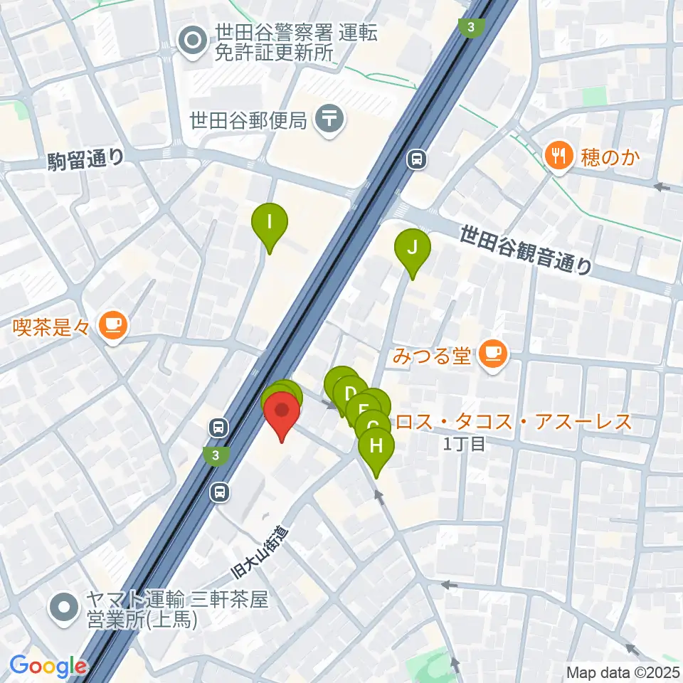 TOKYO BEACH STUDIO三軒茶屋本店周辺のファミレス・ファーストフード一覧地図