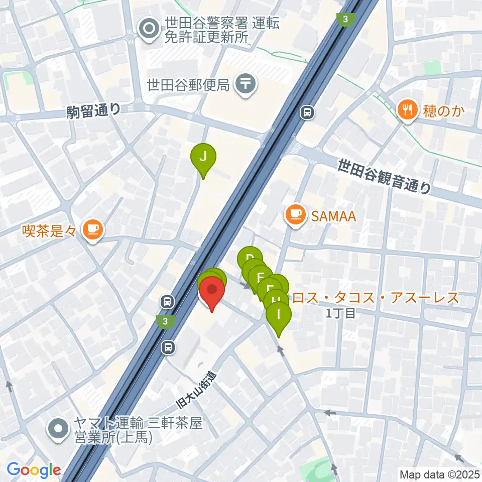 TOKYO BEACH STUDIO三軒茶屋本店周辺のファミレス・ファーストフード一覧地図