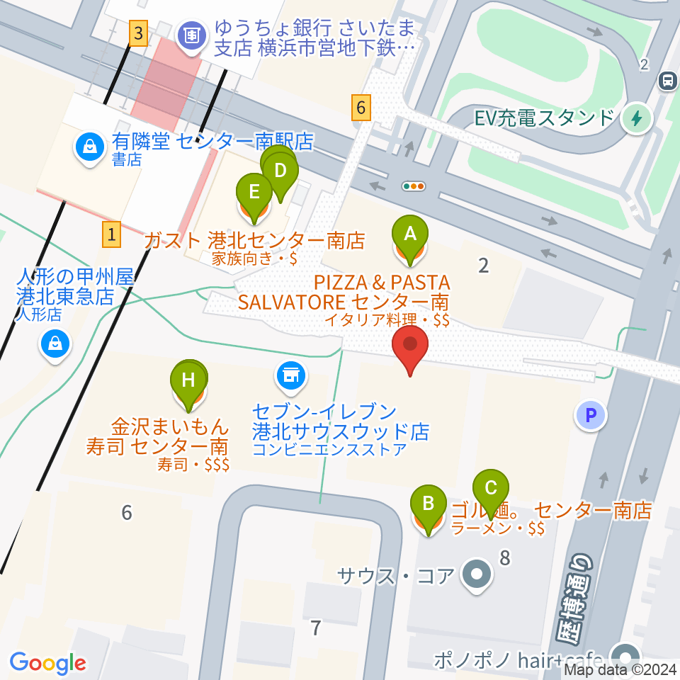 音楽サロンAria周辺のファミレス・ファーストフード一覧地図