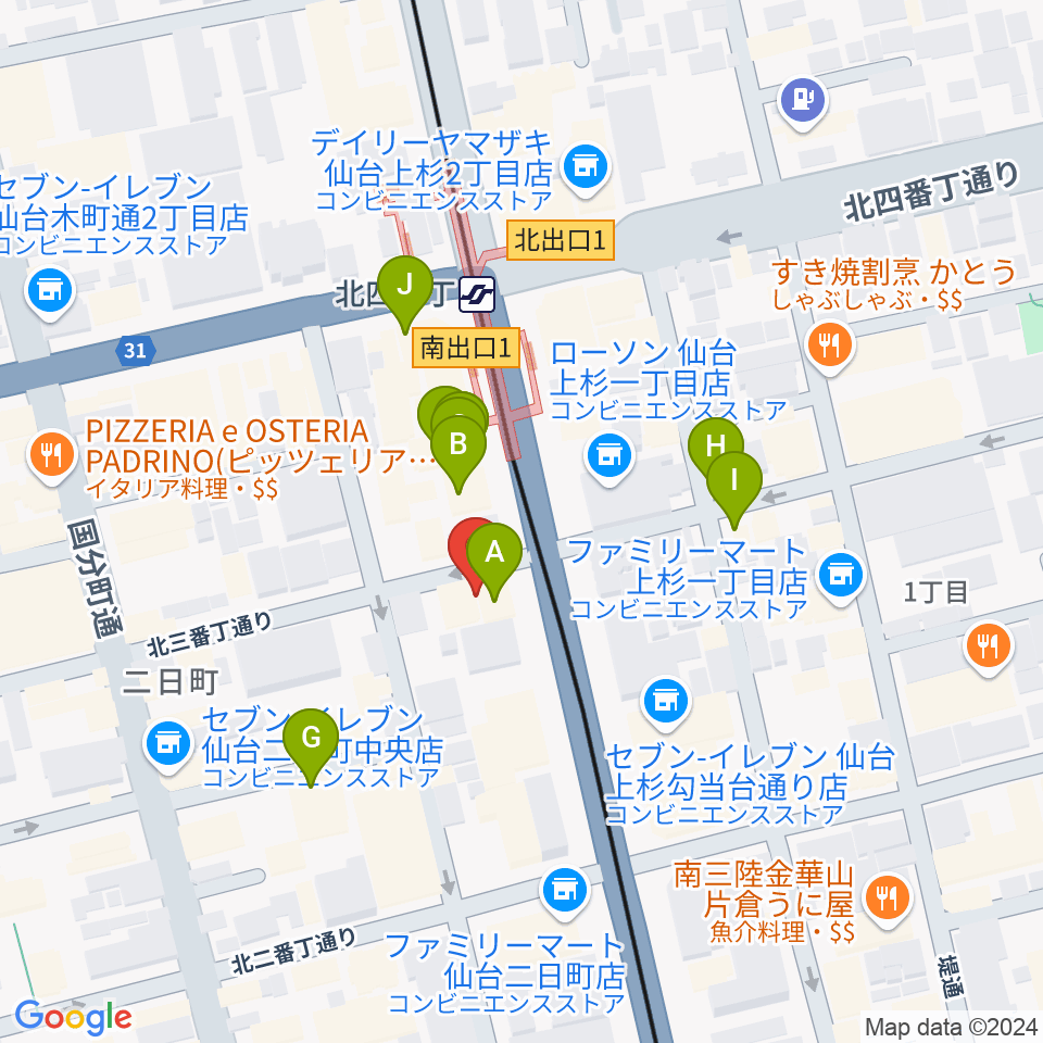 スタジオソルファ周辺のファミレス・ファーストフード一覧地図