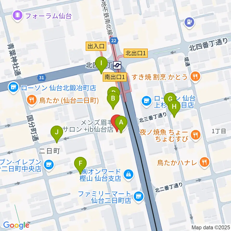 スタジオソルファ周辺のファミレス・ファーストフード一覧地図