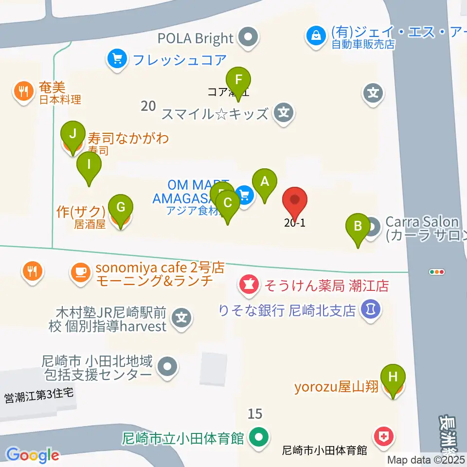 アール・エイチ・ワイ尼崎スタジオ周辺のファミレス・ファーストフード一覧地図