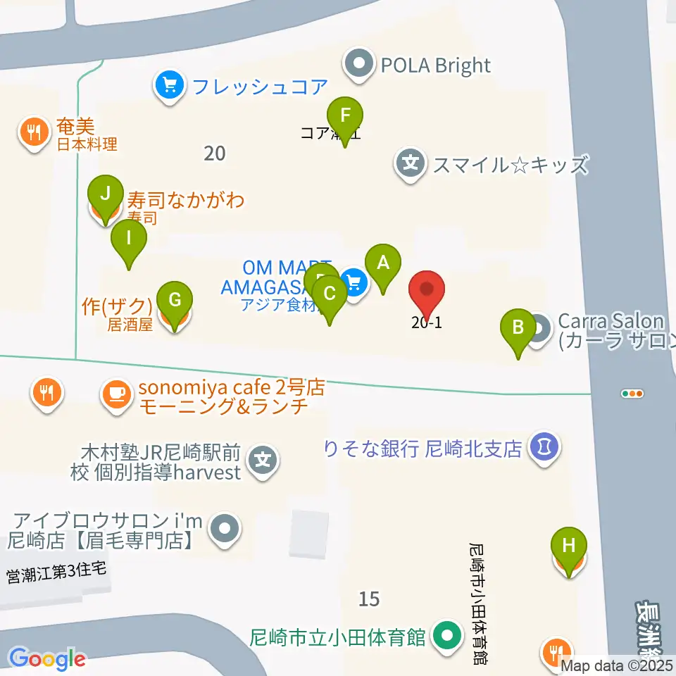 アール・エイチ・ワイ尼崎スタジオ周辺のファミレス・ファーストフード一覧地図