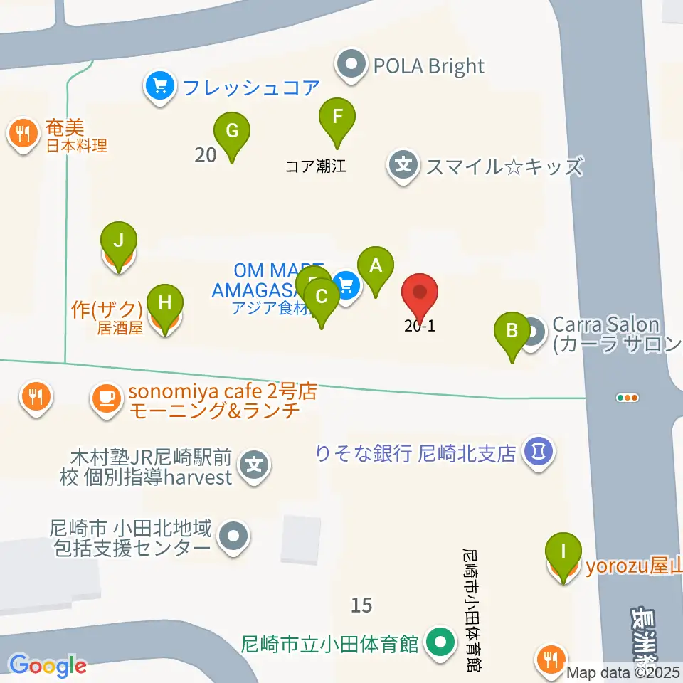 アール・エイチ・ワイ尼崎スタジオ周辺のファミレス・ファーストフード一覧地図