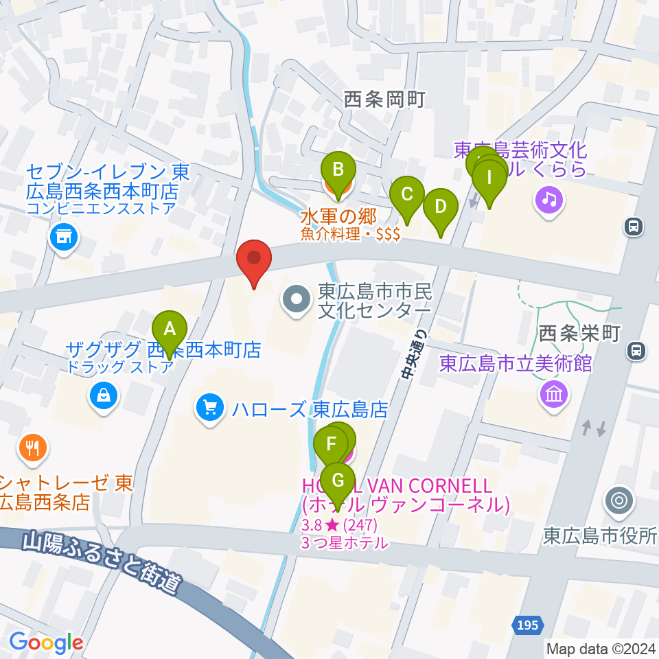 Music Pro Shopセッション西条駅前店周辺のファミレス・ファーストフード一覧地図