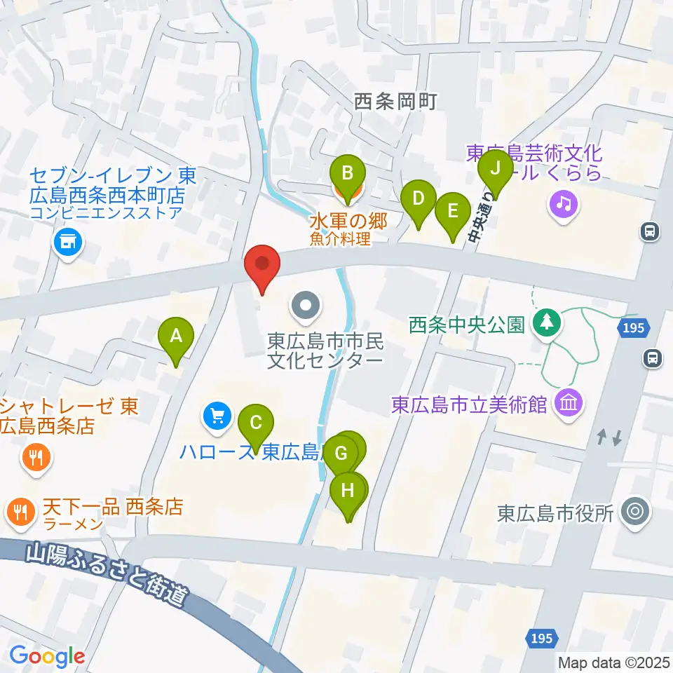 Music Pro Shopセッション西条駅前店周辺のファミレス・ファーストフード一覧地図