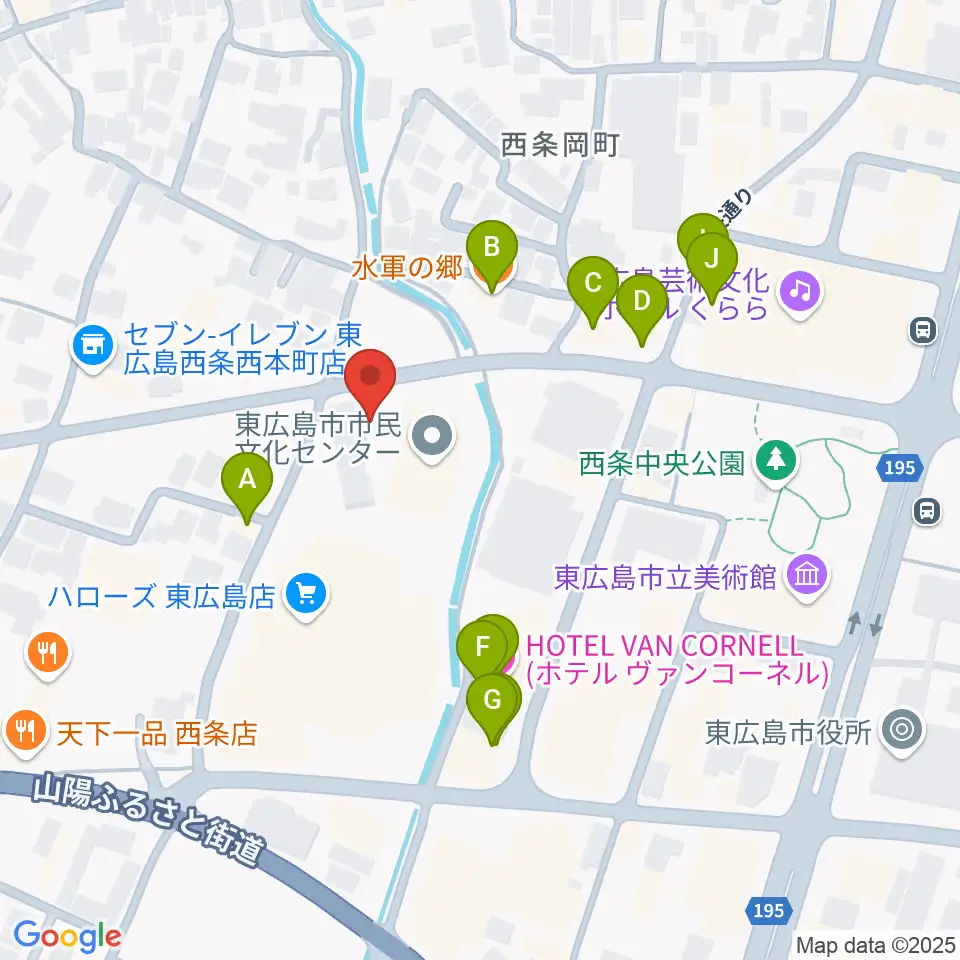 Music Pro Shopセッション西条駅前店周辺のファミレス・ファーストフード一覧地図