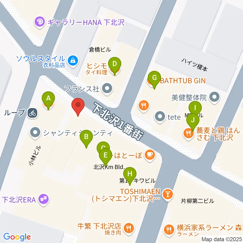 ピアノスタジオノア 下北沢店周辺のファミレス・ファーストフード一覧地図