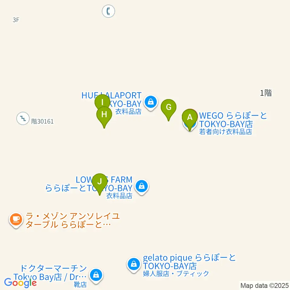 伊藤楽器 ららぽーとTOKYO-BAY店周辺のファミレス・ファーストフード一覧地図