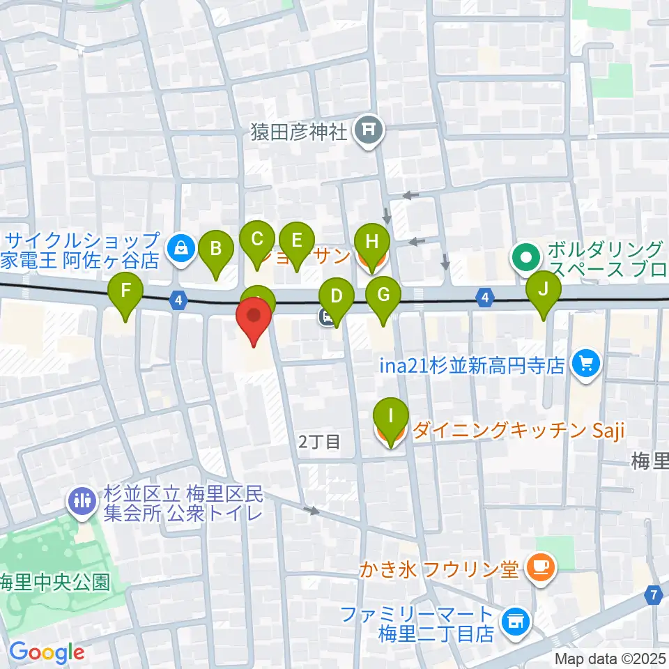 レコーディング.com周辺のファミレス・ファーストフード一覧地図