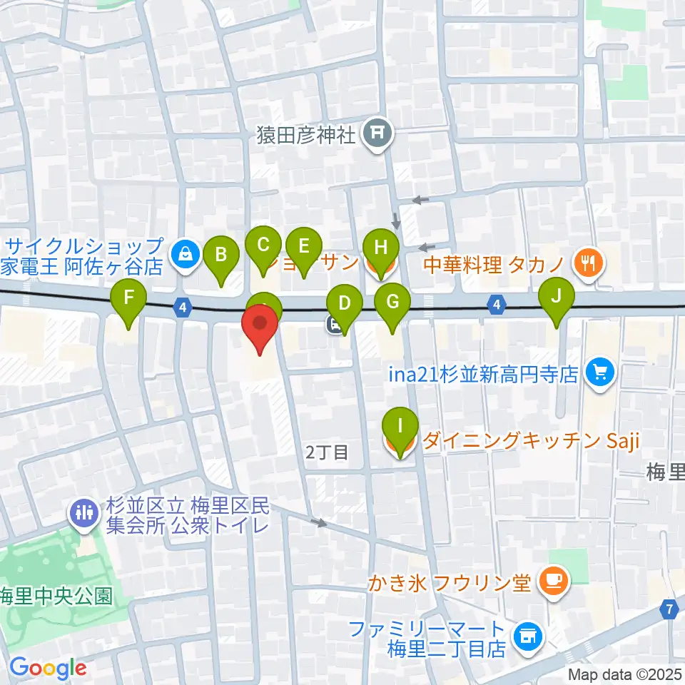 レコーディング.com周辺のファミレス・ファーストフード一覧地図