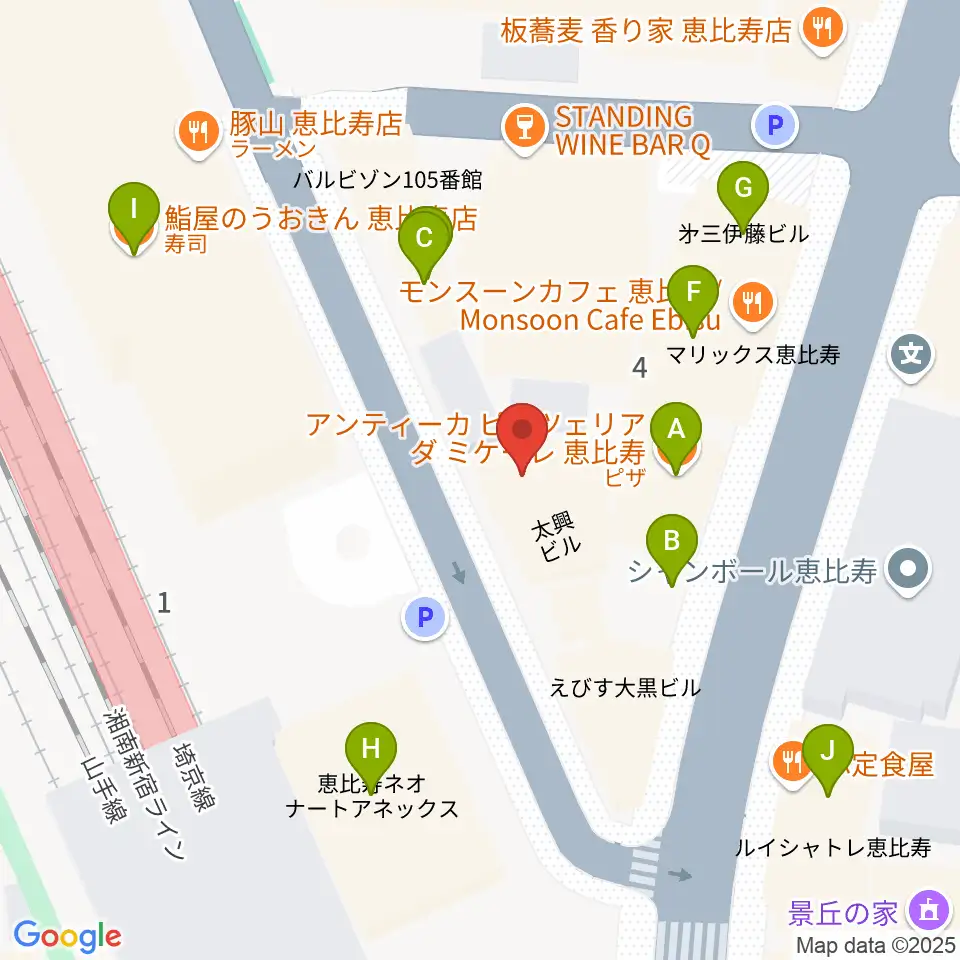 サウンドスタジオノア恵比寿周辺のファミレス・ファーストフード一覧地図