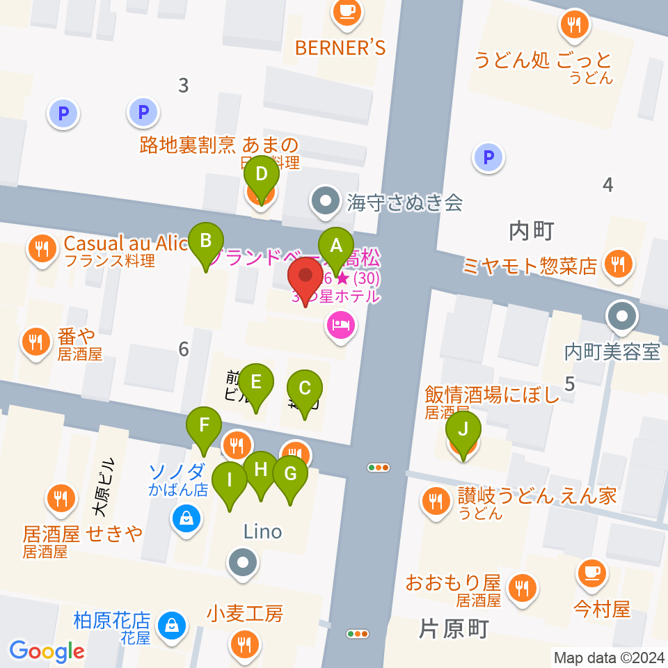 MUSIC FARM周辺のファミレス・ファーストフード一覧地図