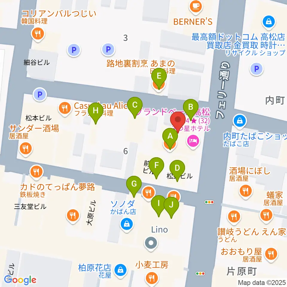 MUSIC FARM周辺のファミレス・ファーストフード一覧地図