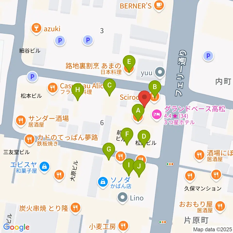 MUSIC FARM周辺のファミレス・ファーストフード一覧地図