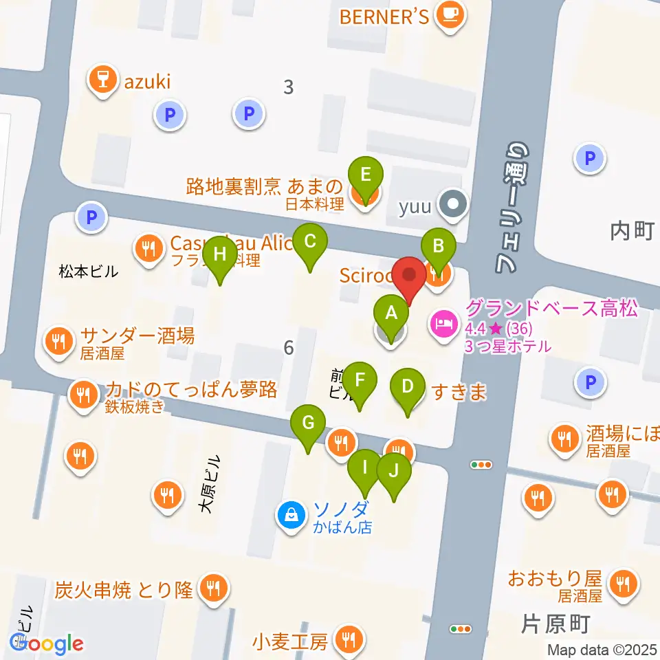 MUSIC FARM周辺のファミレス・ファーストフード一覧地図