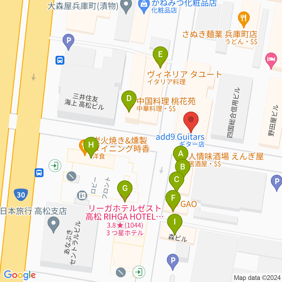 add9 Guitars周辺のファミレス・ファーストフード一覧地図