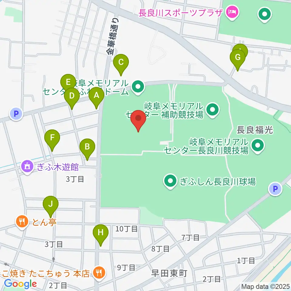 岐阜メモリアルセンターで愛ドーム周辺のファミレス・ファーストフード一覧地図