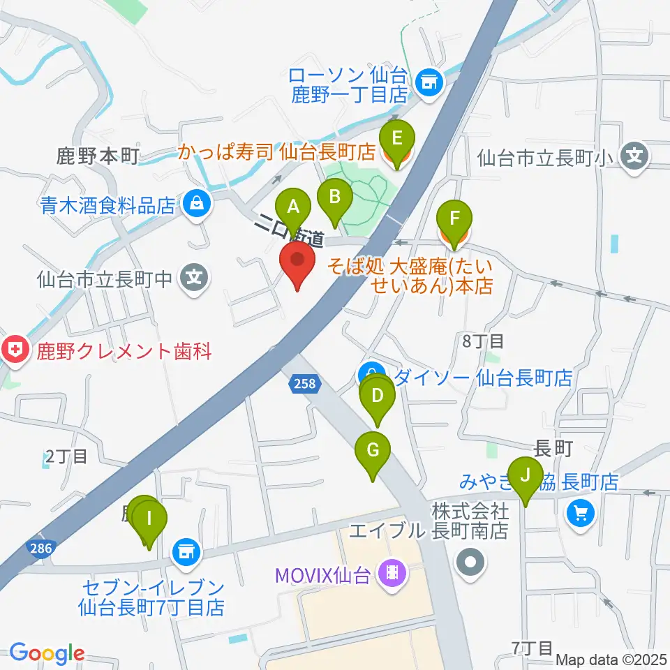 ピアノ教室 ポコアポコ周辺のファミレス・ファーストフード一覧地図