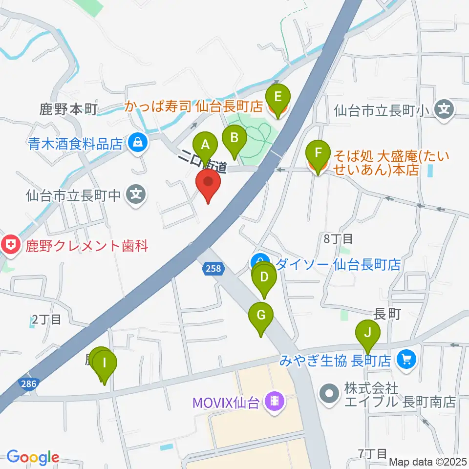 ピアノ教室 ポコアポコ周辺のファミレス・ファーストフード一覧地図