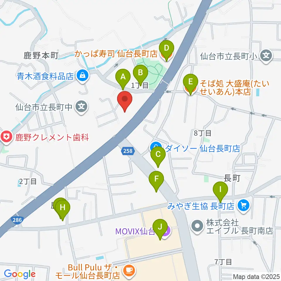 ピアノ教室 ポコアポコ周辺のファミレス・ファーストフード一覧地図