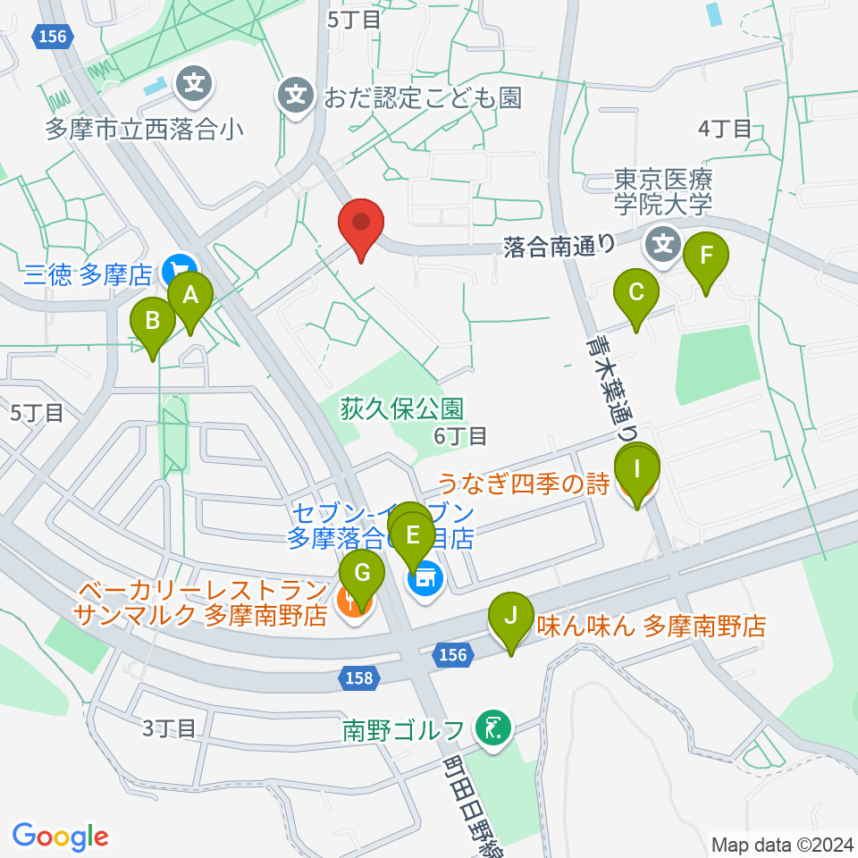 多摩市トムハウス周辺のファミレス・ファーストフード一覧地図