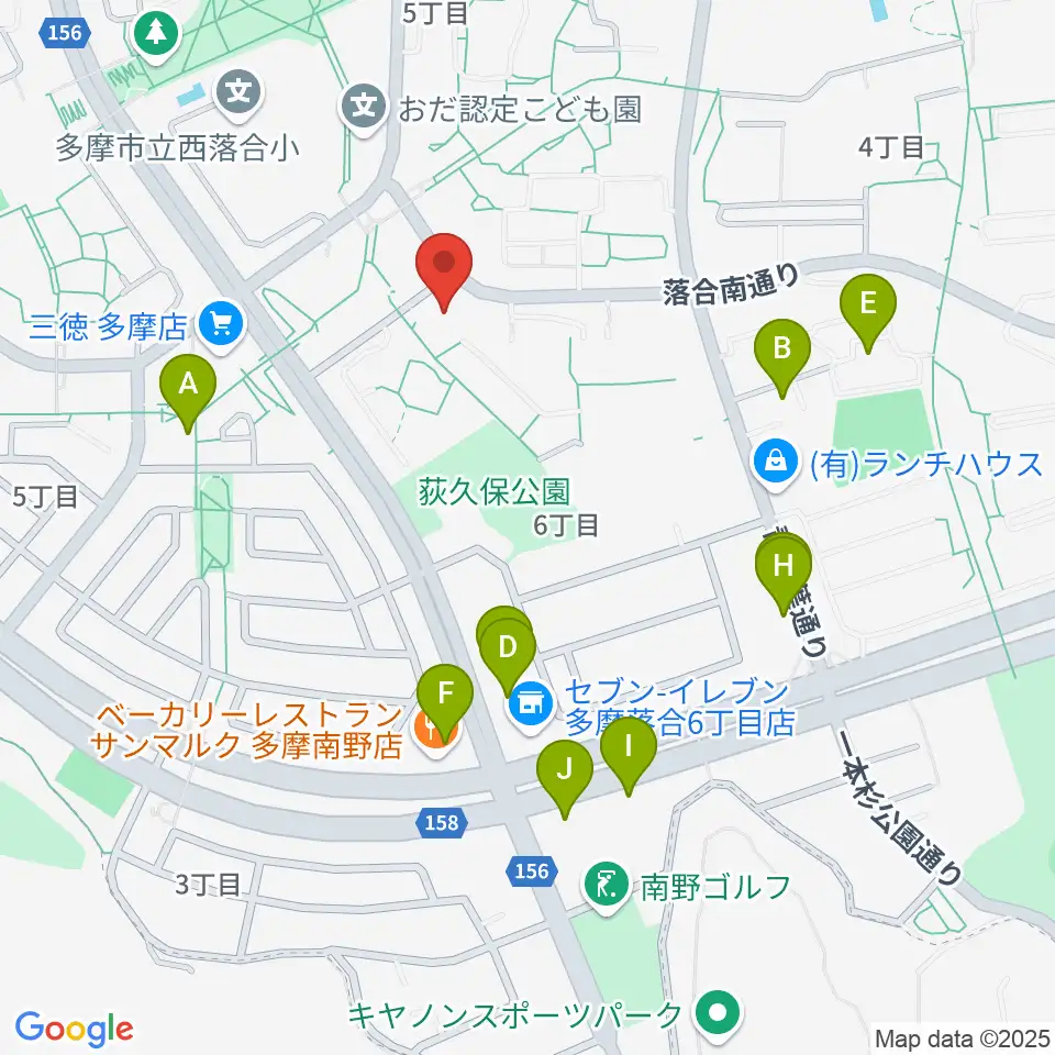 多摩市トムハウス周辺のファミレス・ファーストフード一覧地図