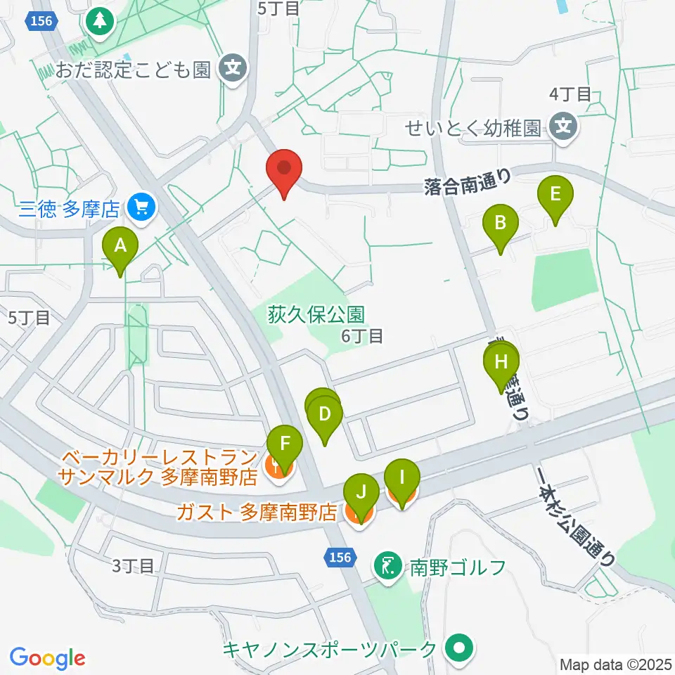 多摩市トムハウス周辺のファミレス・ファーストフード一覧地図